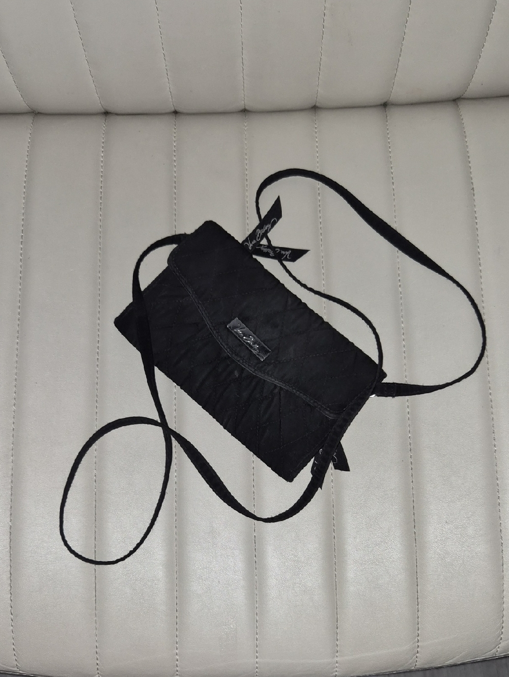 Vera Bradley Black Quilted Crossbody Wallet With Strap Bag